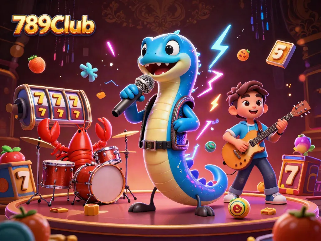 Experience the thrill of 789Club with vibrant underwater casino illustrations featuring a DJ eel and friends.