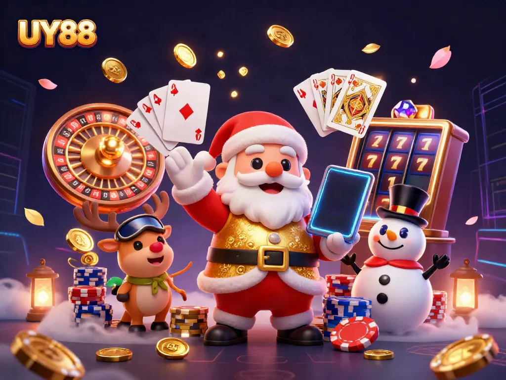 Enjoy thrilling jackpot adventures at UY88 with festive characters and vibrant casino elements.