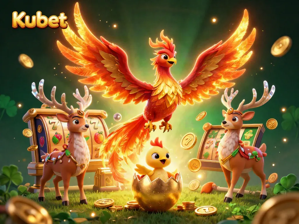 Play exciting games at Kubet with vibrant 3D visuals featuring lucky symbols and dynamic scenes.