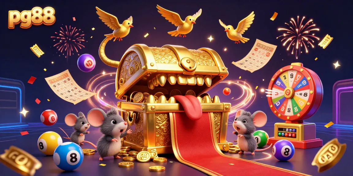 Experience thrilling games at pg88 with colorful lottery balls and golden treasure chests.