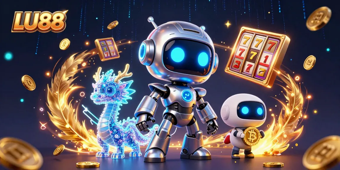 Experience thrilling wins with LU88's vibrant 3D casino illustration showcasing slot reels and dynamic characters.