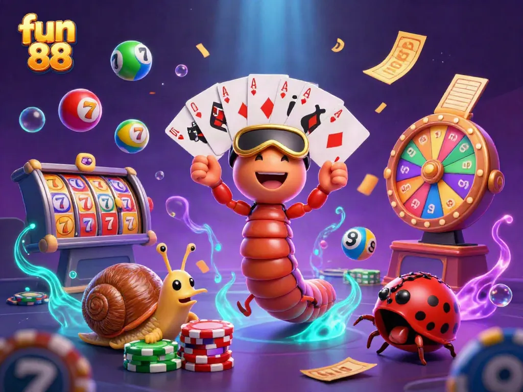 Experience the excitement of fun 88 as a millipede dealer fans cards in a vibrant casino scene.