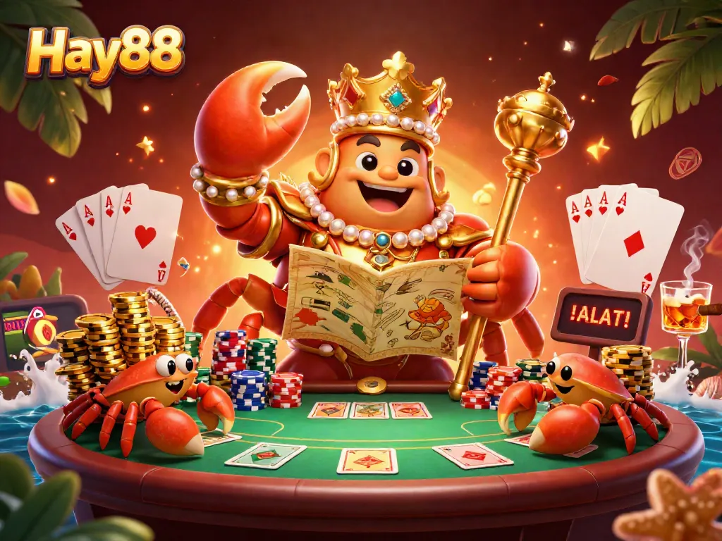 Experience the excitement of Hay88 with vibrant characters, a poker scene, and rich details in this stunning digital artwork.