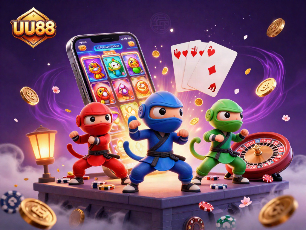 Play the exciting UU88 casino games with ninja chameleons surrounded by rich gambling elements.