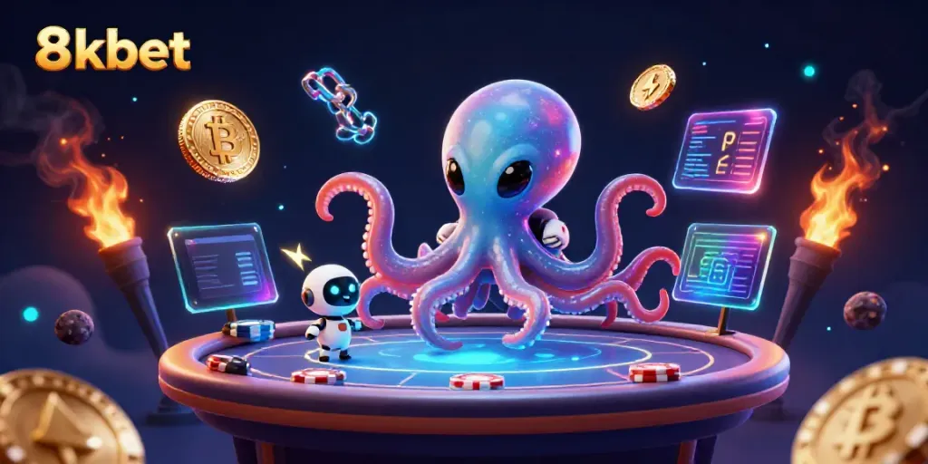 Engage in the thrilling online gambling world with 8xbet in this captivating 3D illustration.
