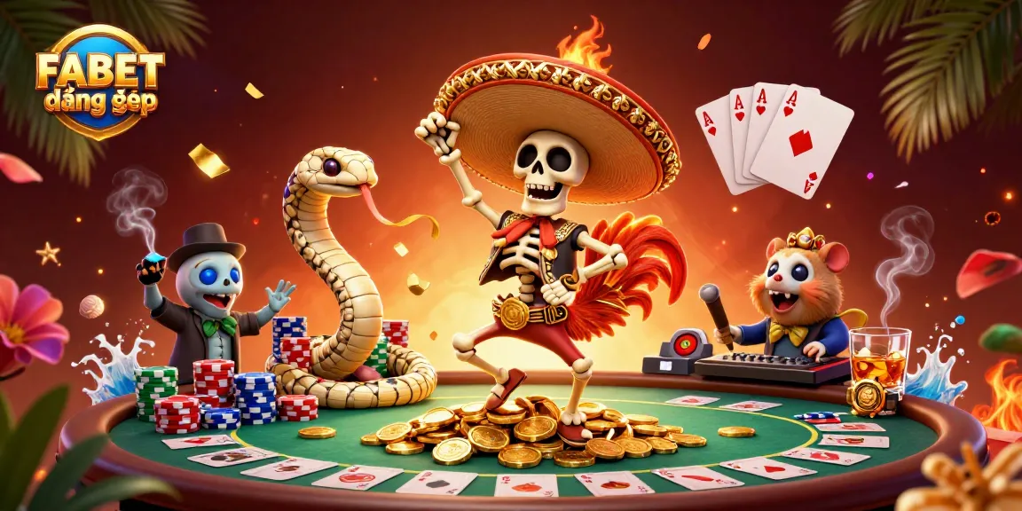 Join the fun at FABET đăng nhập with a victorious mariachi rooster and golden coins sparkling.