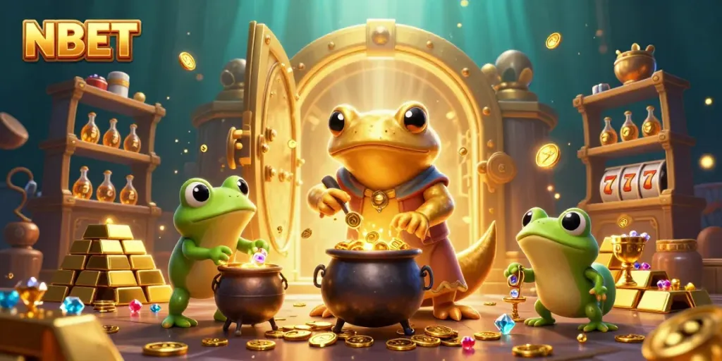 Engage in thrilling gameplay at NBET with captivating casino characters and gold-rich elements.