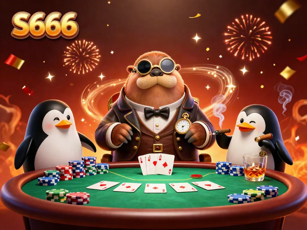S666 engages players at an underwater poker table with charming characters and vibrant casino elements.