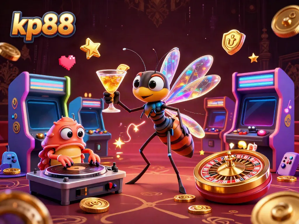 Experience kp88's vibrant casino world with engaging game elements, featuring lively characters.