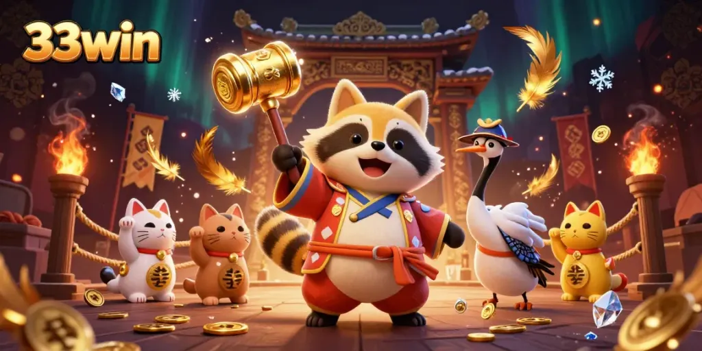 Experience thrilling gameplay at 33win with cheerful characters and vibrant casino elements.