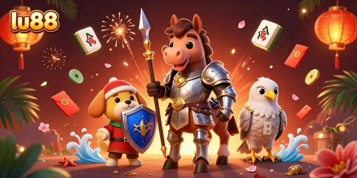 Experience thrilling casino gaming at lu88, showcasing vibrant 3D characters amid engaging action and festive elements.