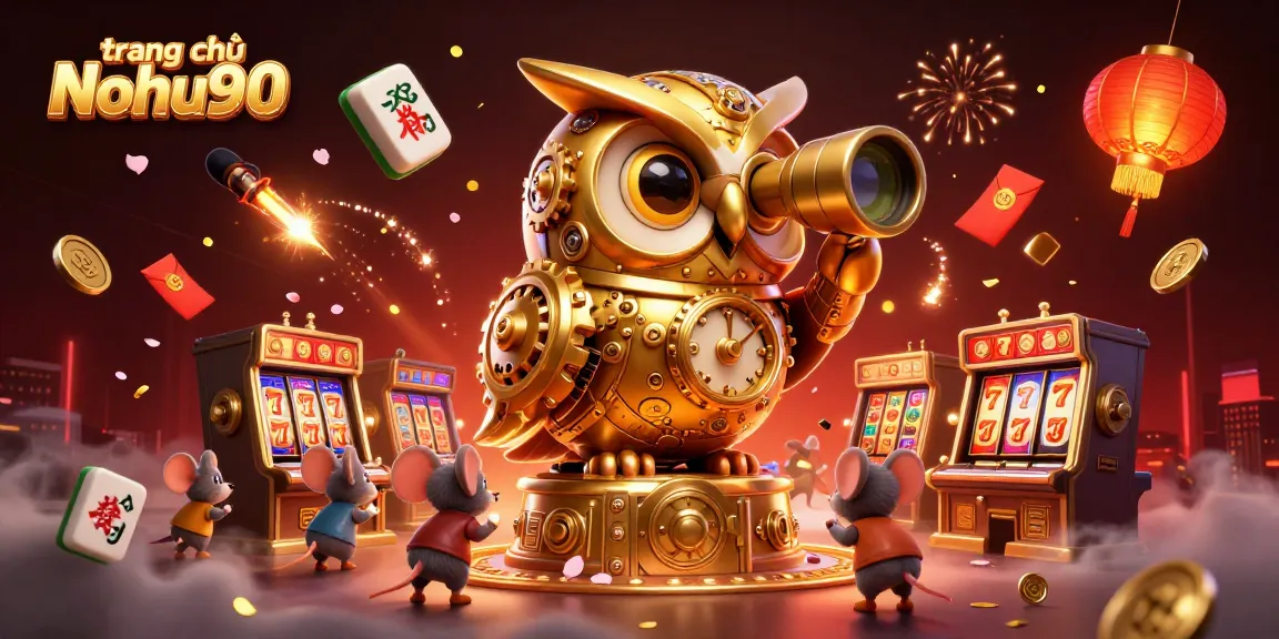 Experience exciting gaming at trang chủ Nohu90 with golden elements in a lively casino scene.