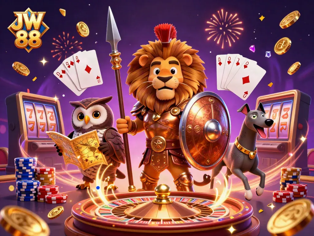 Experience thrilling gameplay at JW 88 with immersive 3D casino elements and dynamic gold coins.