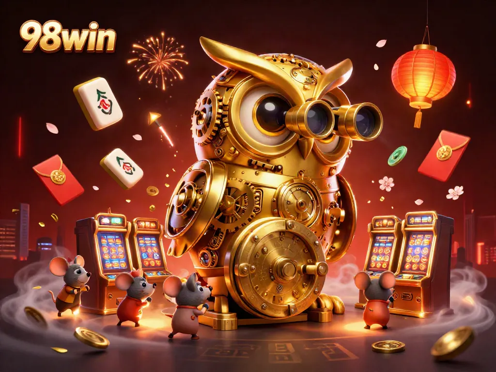 Experience the thrill of 98win with vibrant casino action and animated characters in a captivating display.