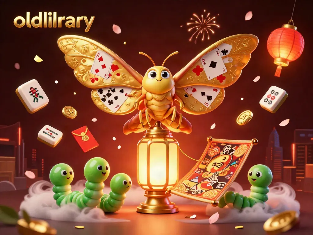 Experience the vibrant richness of oldlibrary's casino world with a golden atlas moth and dynamic themes.