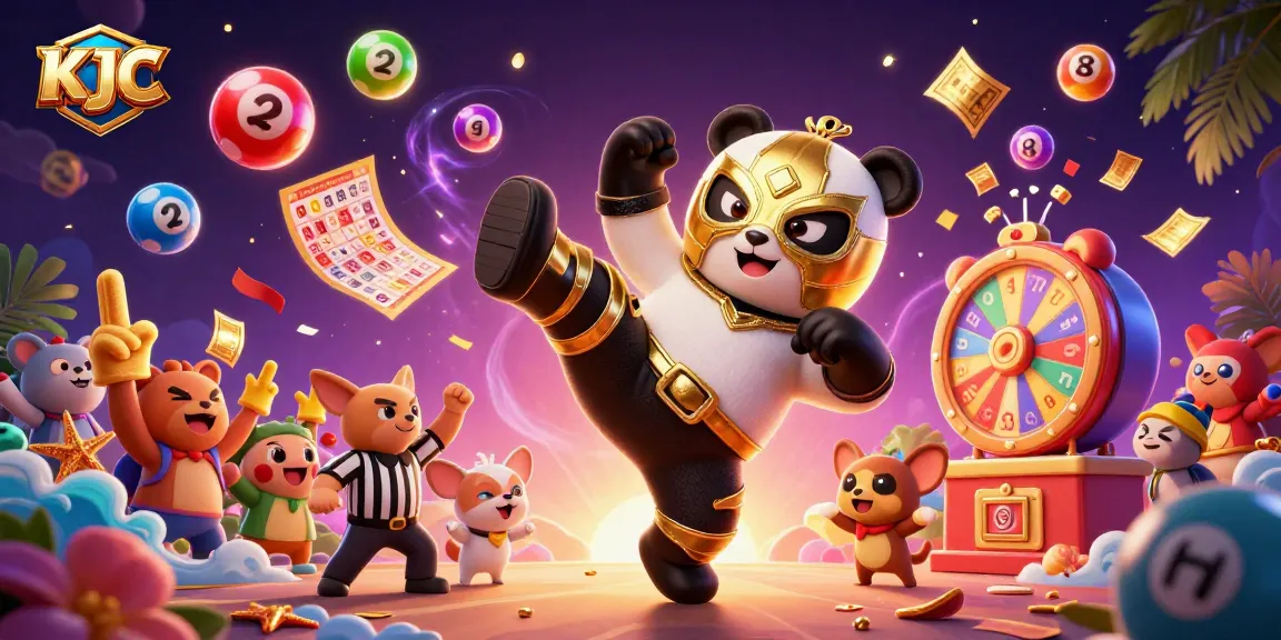 KJC promotes exciting lottery action with dynamic characters and vibrant elements in an animated casino scene.