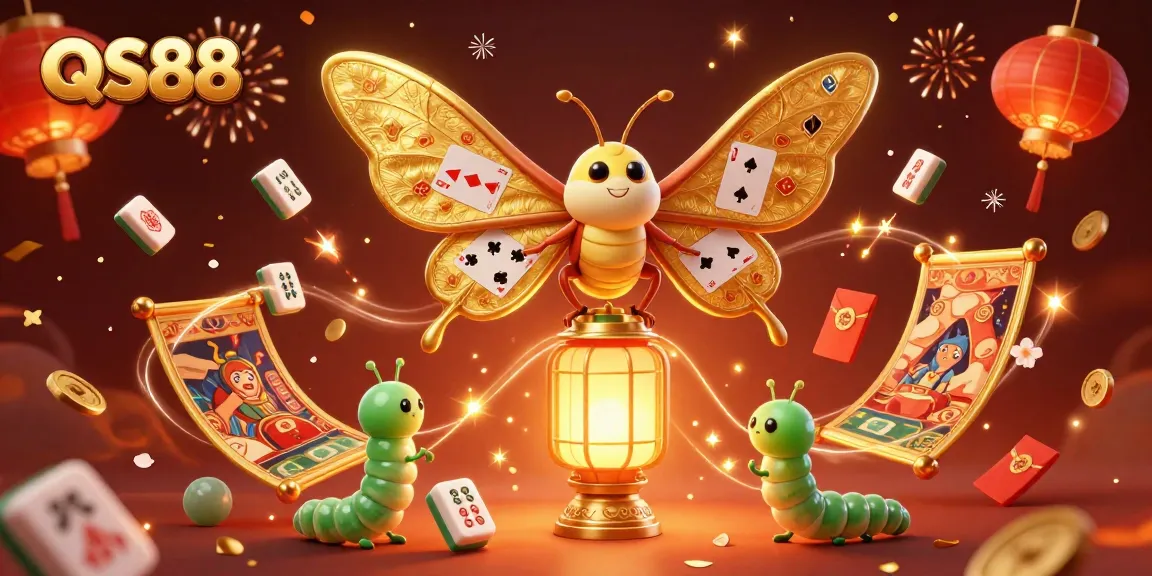 Engage in thrilling gameplay with QS88, showcasing a vibrant casino scene with animated games and celebrations.