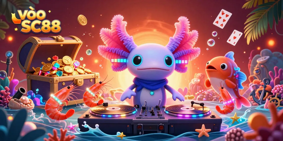 Join the fun in vào SC88 with vibrant gambling characters at a lively underwater casino party.