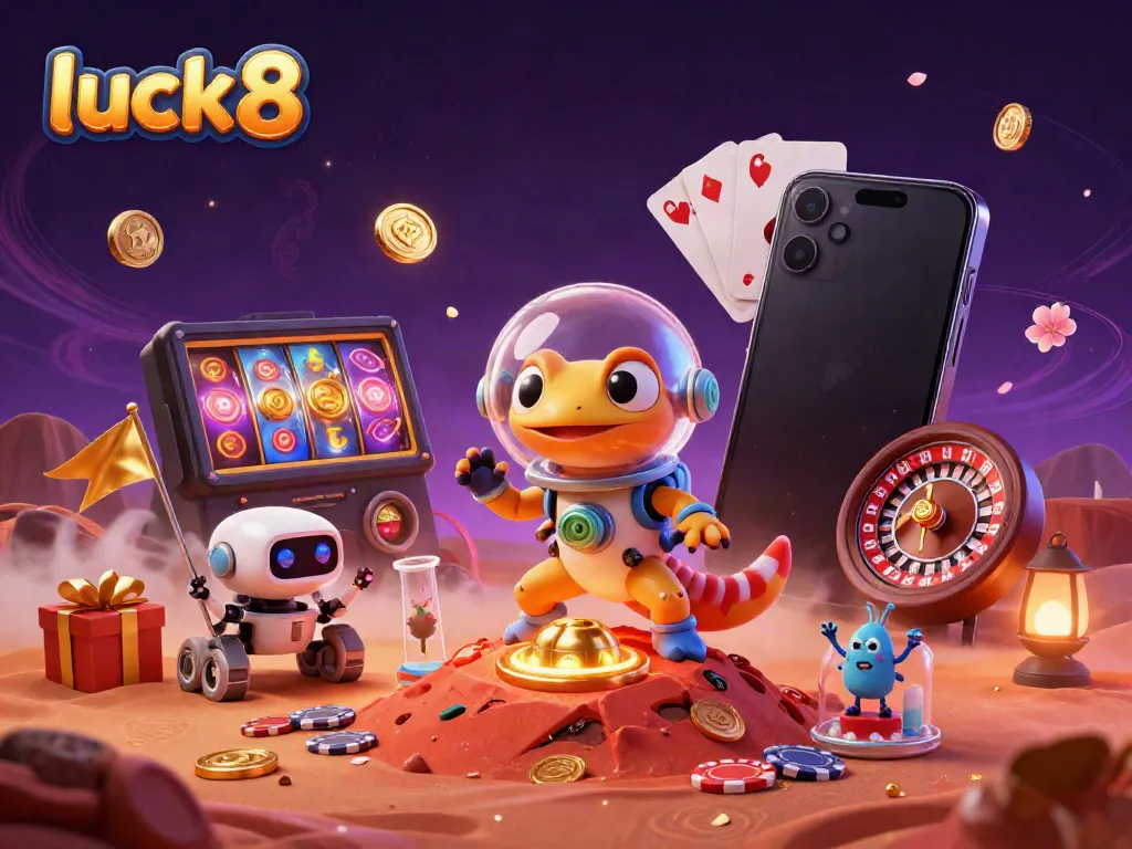 Experience thrilling wins at luck8's colorful casino adventure in a Mars-inspired setting.