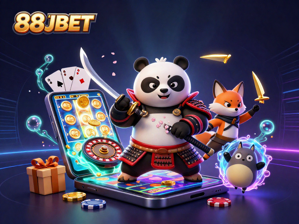 Experience the excitement of 88JBET with colorful slot games and dynamic characters in action.