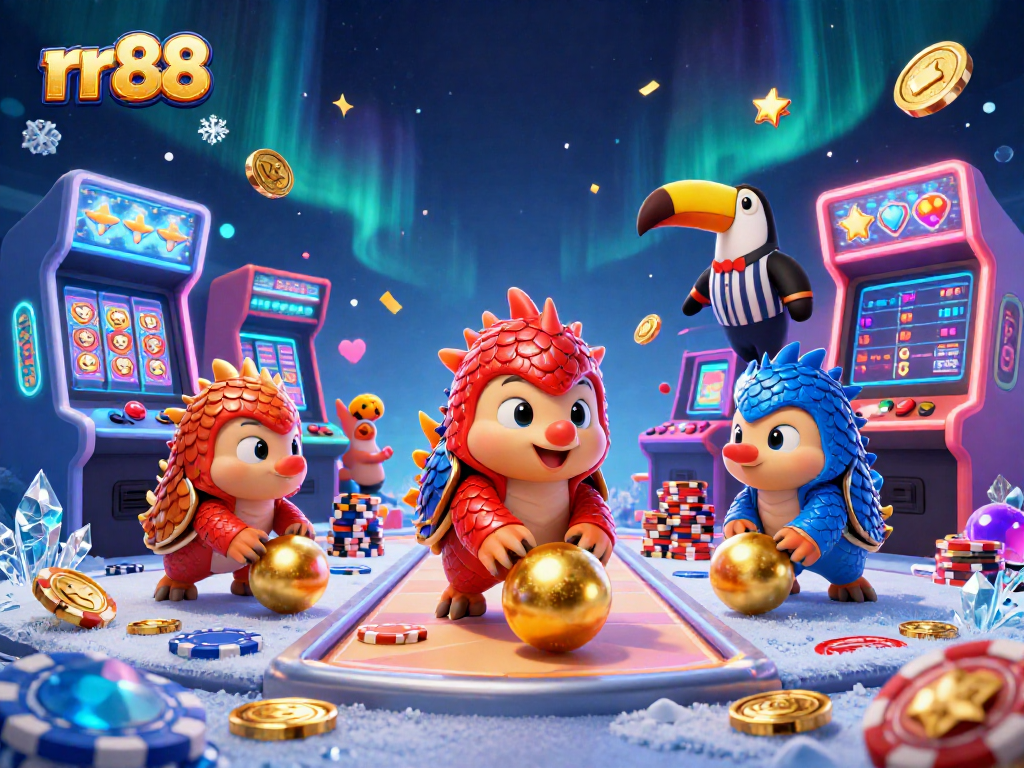 rr88 rivals bowl through poker chips in an exhilarating casino-themed 3D scene.