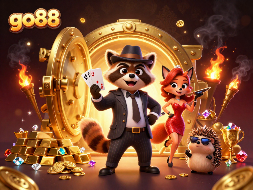 Experience thrilling action at go88 while enjoying vibrant casino fun with playful characters and golden treasures.