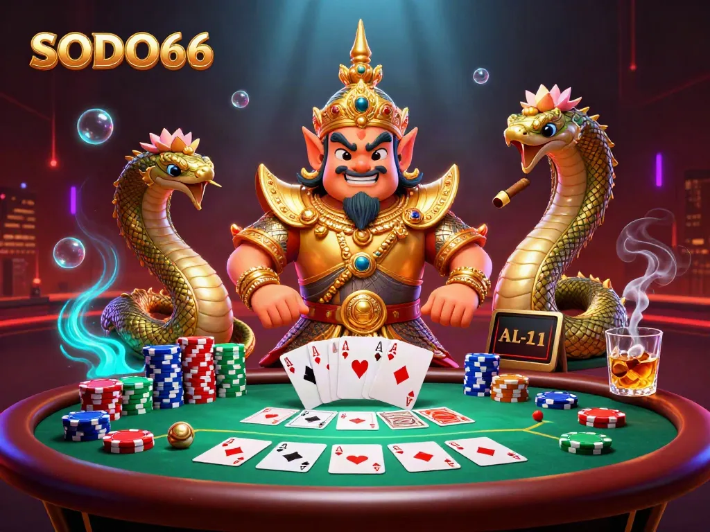 Engage in thrilling gameplay at SODO66 with vibrant characters and poker elements.