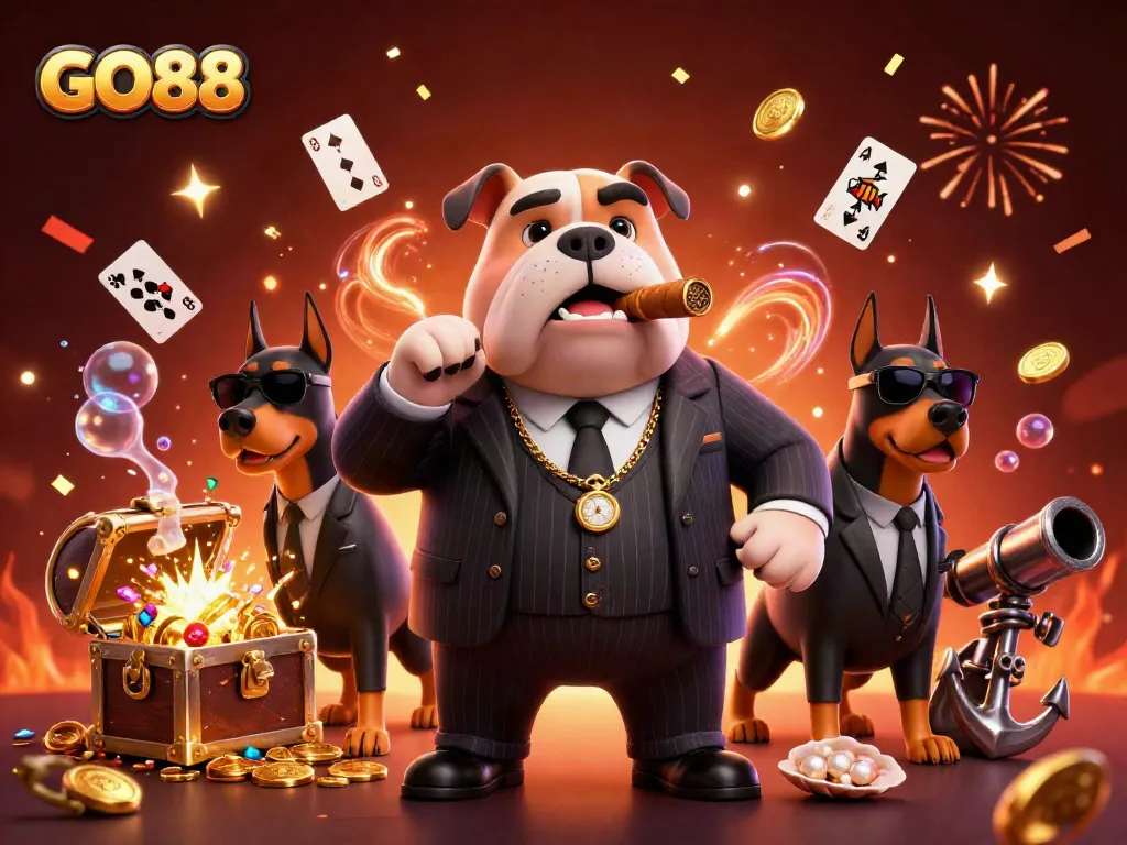 Experience GO88 with thrilling casino action featuring a bulldog mafia boss and treasures.