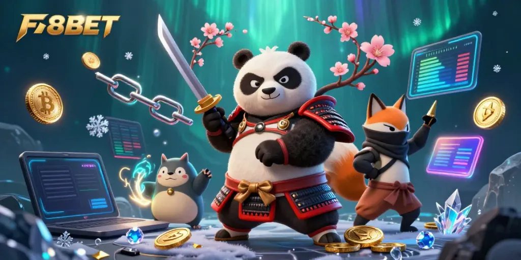 Experience thrilling moments at F8BET with samurai panda and ninja fox in an action-packed digital casino.
