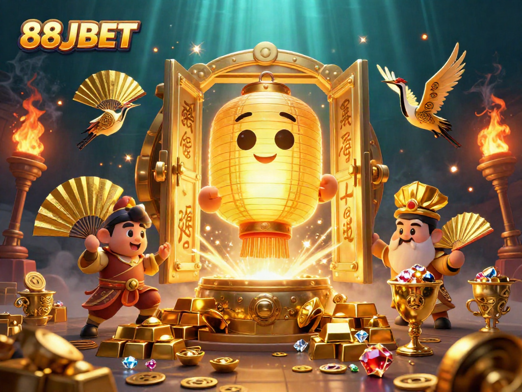 Experience the thrill of 88JBET with vibrant casino elements and golden treasures