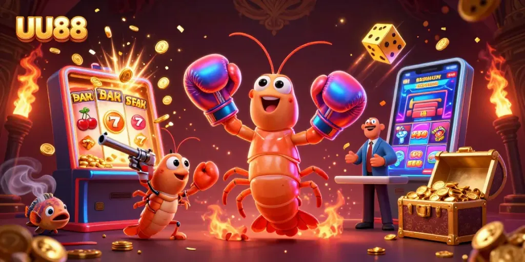 Engage with UU88's thrilling casino world featuring lively characters and jackpot excitement.