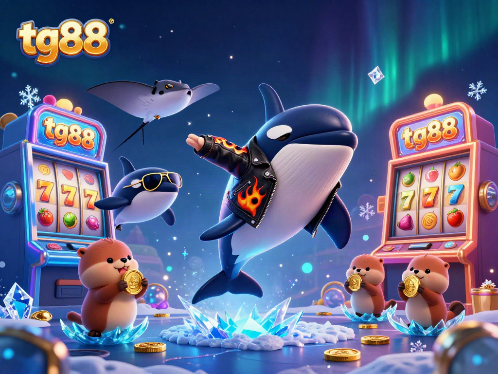 Experience thrilling gaming with tg88's vibrant casino scene featuring orca, stingray, and otters!