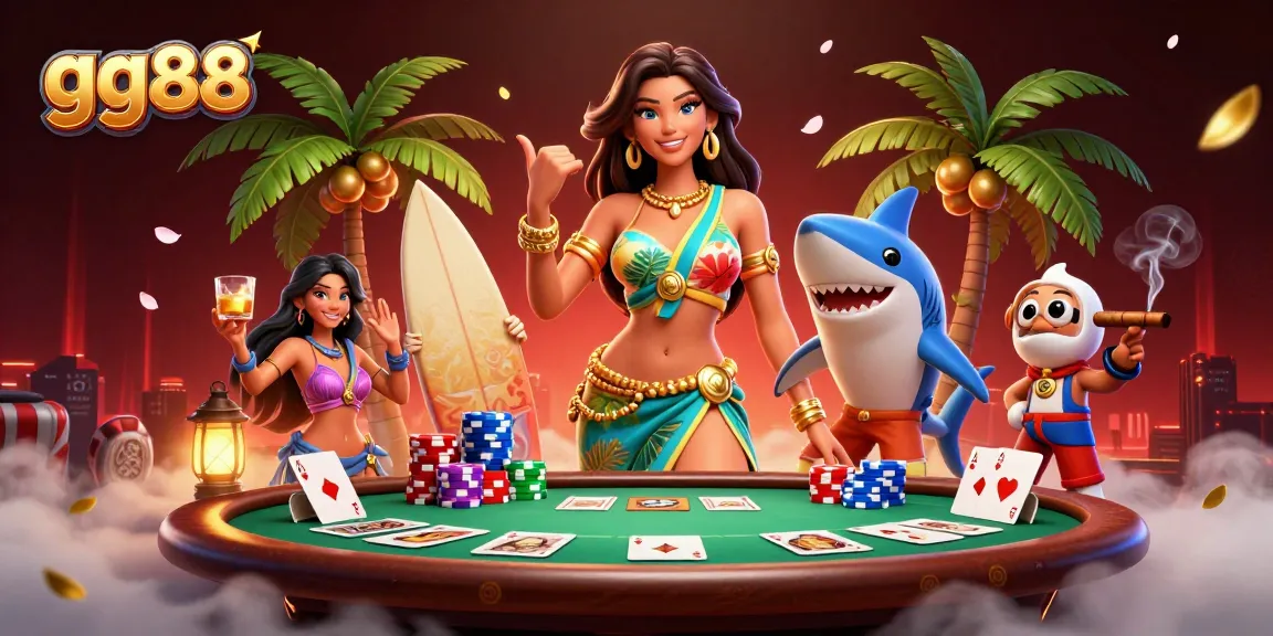 Bet on gg88 and enjoy a vibrant online casino atmosphere with colorful poker elements.