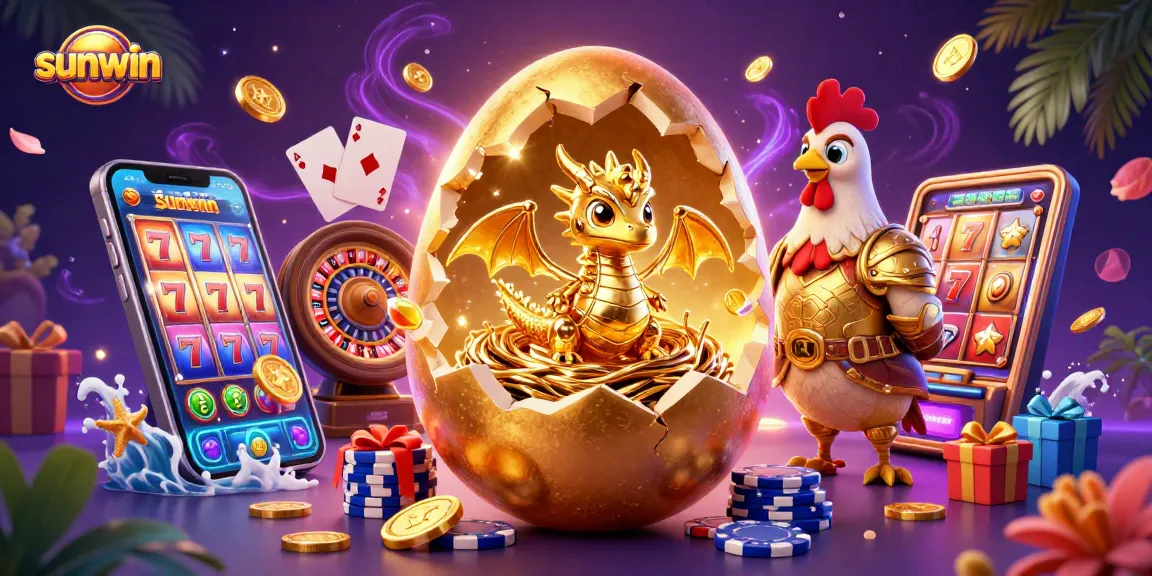 Spin the reels with sunwin's golden dragon amidst vibrant slot game elements.