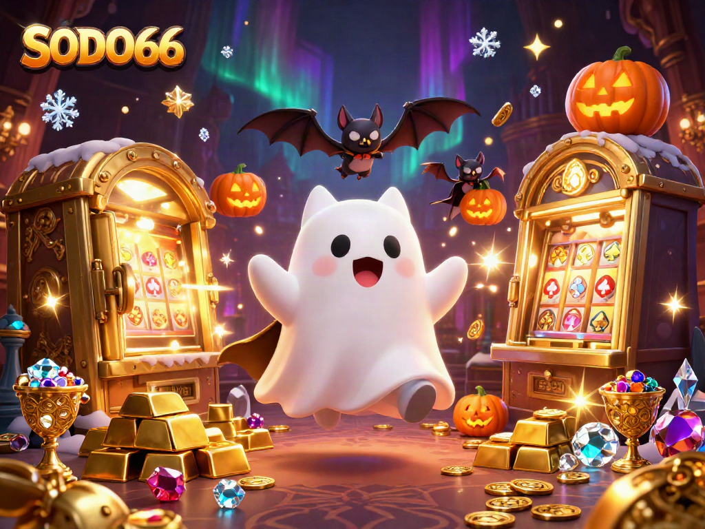 Experience thrilling wins at SODO66 with a quirky ghost cat and treasure-filled haunted casino.