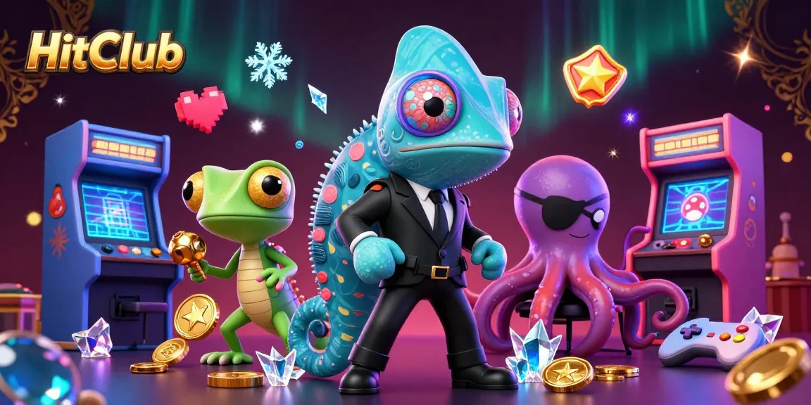 Engage with HitClub's thrilling gameplay in an exciting, dynamic casino-themed illustration