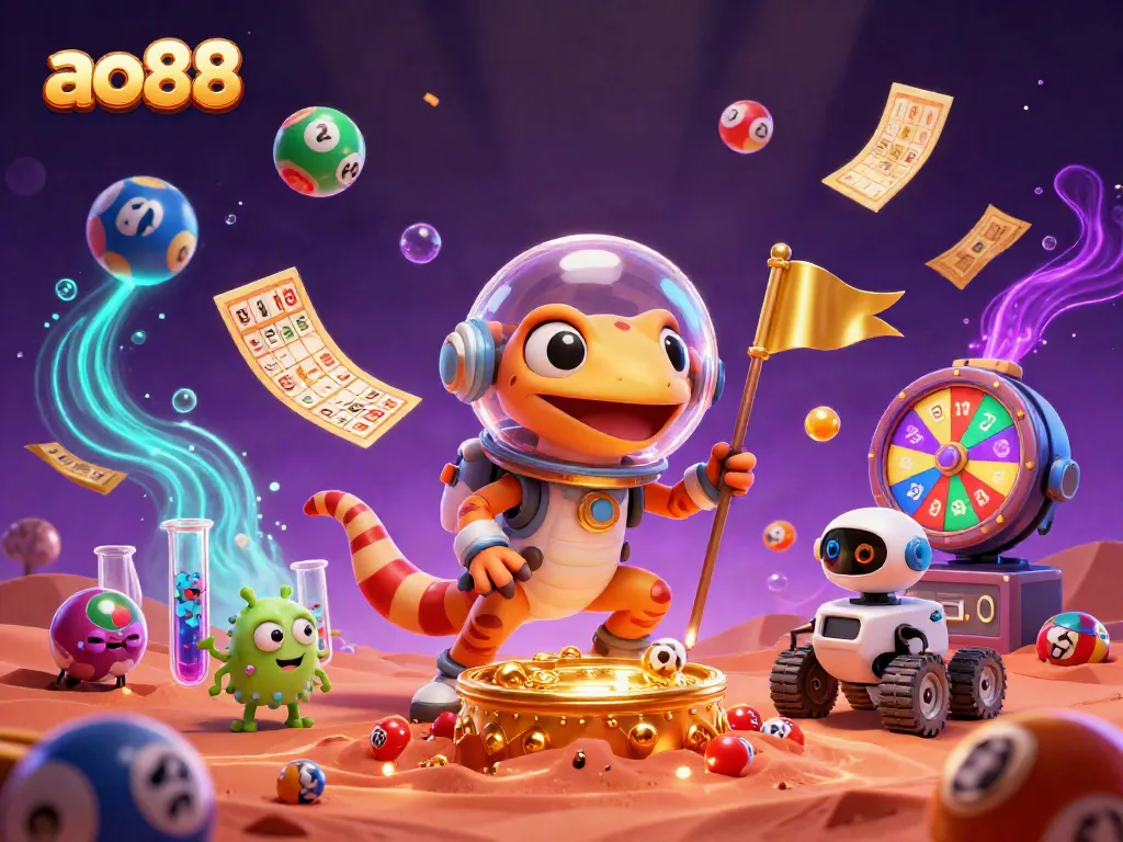 Experience the thrill of ao88 with a vibrant Martian casino adventure, dynamic gaming elements, and robot excitement.