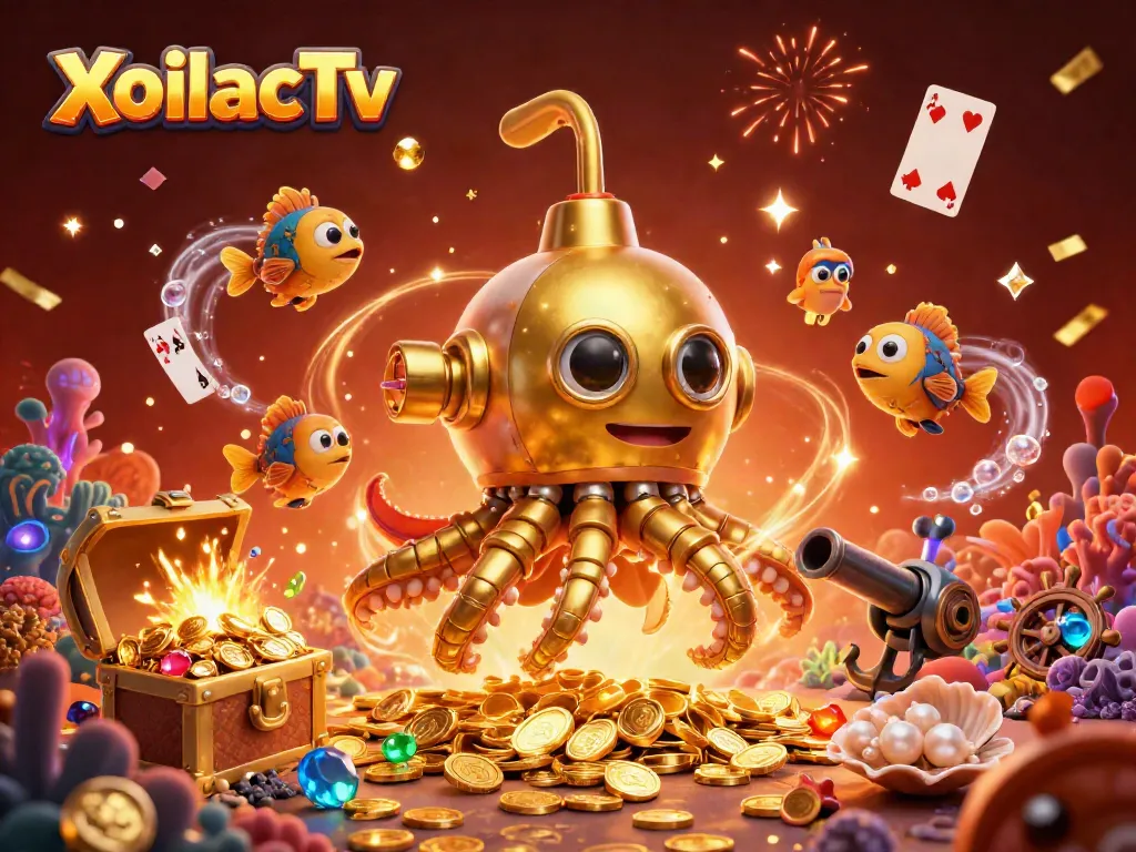 Experience thrilling bets with XoilacTv's vibrant underwater scene filled with gold and adventure.