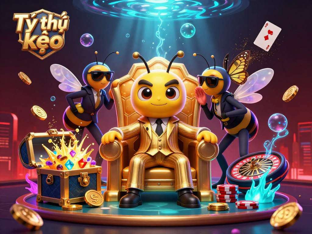 Engage in thrilling betting with Tỷ lệ kèo in this vibrant casino scene featuring a bumblebee mob boss.