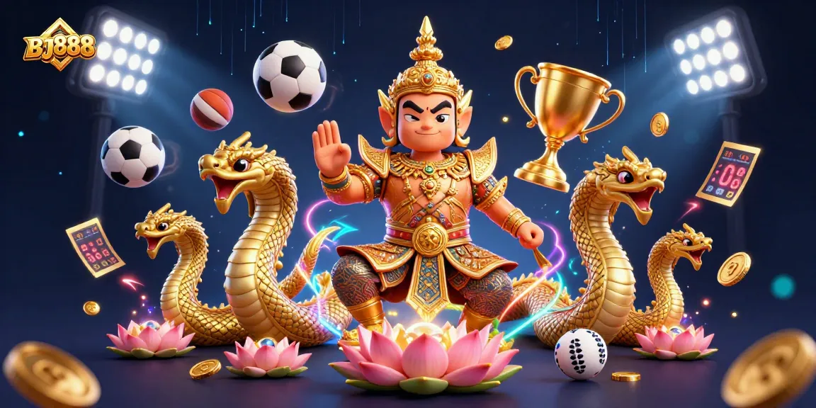 Experience thrilling gaming action with BJ888 in a vibrant, ultra-detailed 3D casino scene.
