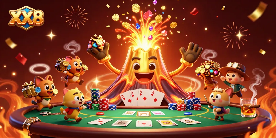 Experience thrilling wins with XX8's joyous volcano eruption and poker excitement.