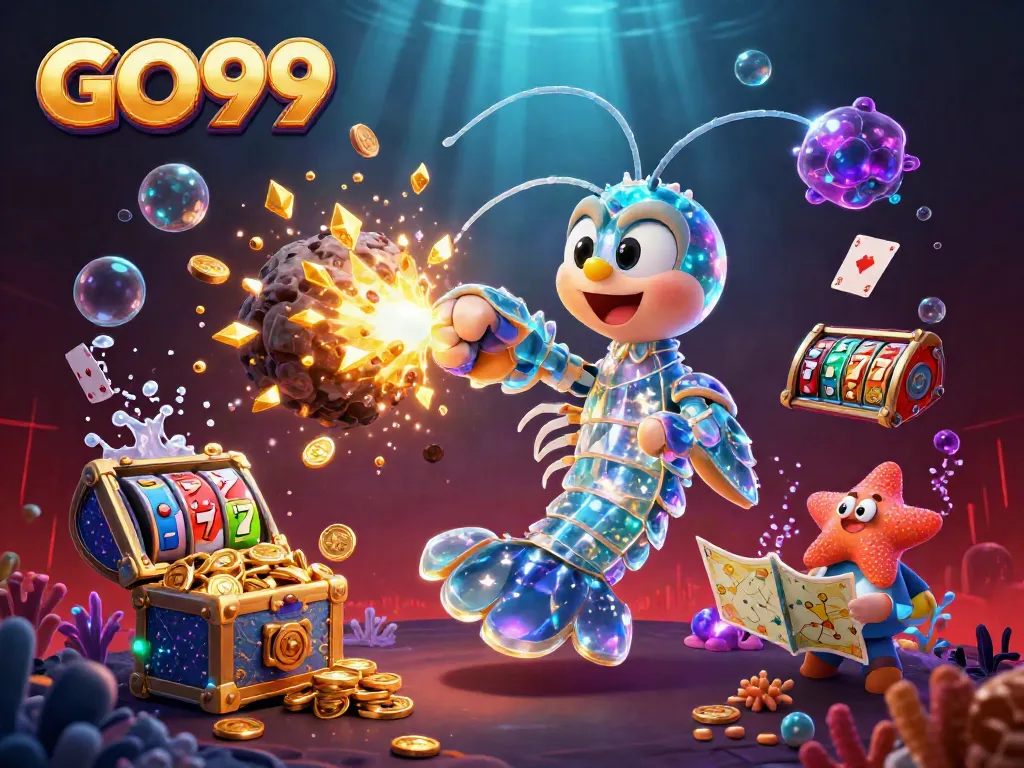 Engage in thrilling online gaming at GO 99 with vibrant visuals of galactic samurai and casino elements.