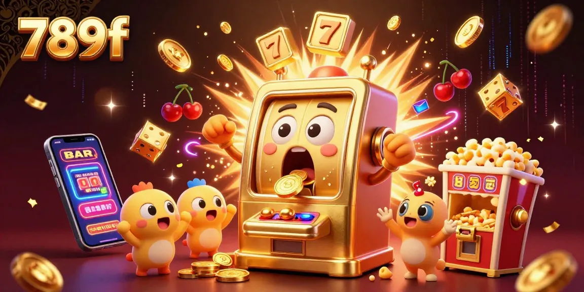 Experience the thrill of 789f as the golden slot machine hits a jackpot, dazzling with coins and energy.