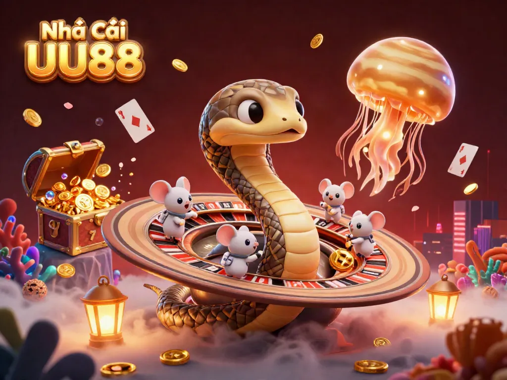 Experience exciting betting at Nhà cái UU88 with cartoon planets and whimsical characters in a cosmic casino setting.