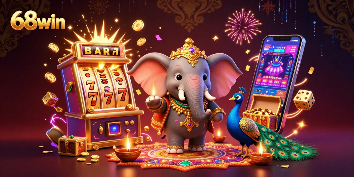 Experience thrilling wins at 68win with vibrant casino games, elephants, and jackpot excitement.