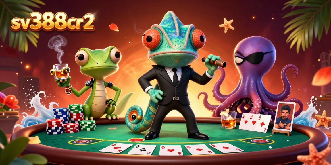 Engage in thrilling poker action with sv388cr2's vibrant casino showdown illustration.