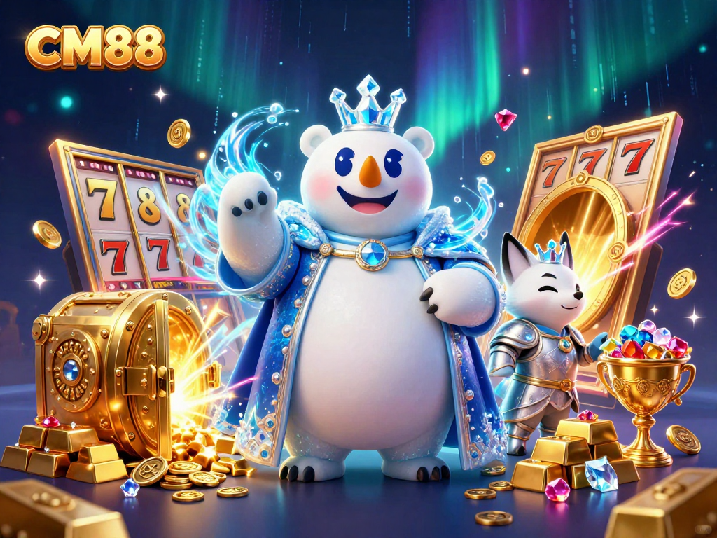Engage with CM88's vibrant casino experience featuring 3D characters and jackpot elements.