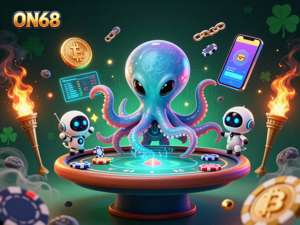 Experience thrilling poker action with ON68 as an alien octopus at the helm in a cosmic casino