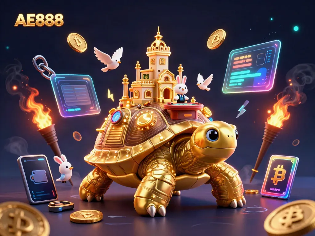 Experience the thrilling ambiance of AE888 casino with engaging 3D illustration showcasing vibrant elements.