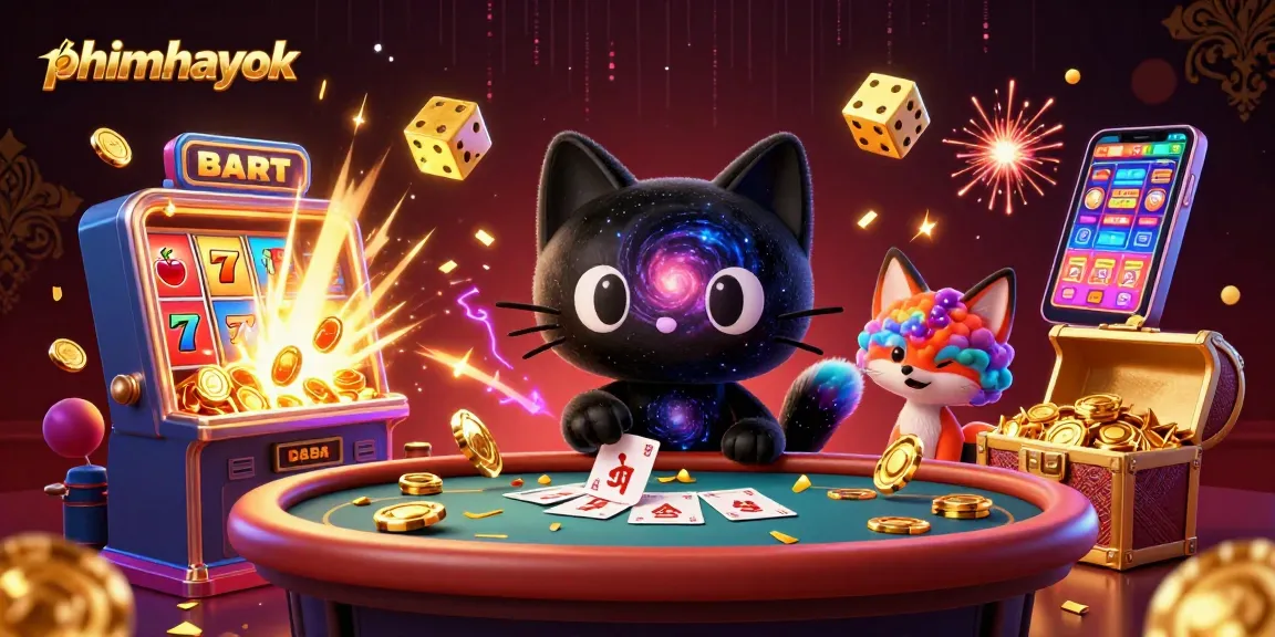 Experience the thrilling action of phimhayok with a cosmic casino scene featuring captivating characters and dynamic elements.